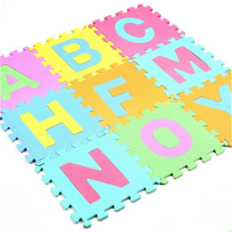 26Pcs/set 30*30cm Cartoon English Alphabet Pattern Baby Crawling Mat Puzzle Toys For Kid EVA Foam Yoga Letter Mats Learning Toy